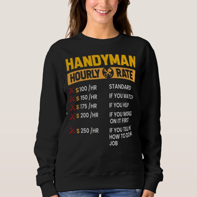 Sudadera Handyman Repairman Helper Carpenter Hourtime Labor (Anverso)