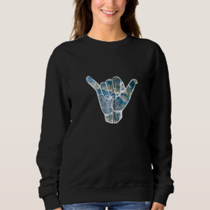 Sudadera Hang Loose Surfing Shaka Hand Beach Waves Para Sur