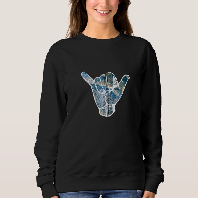 Sudadera Hang Loose Surfing Shaka Hand Beach Waves Para Sur (Anverso)