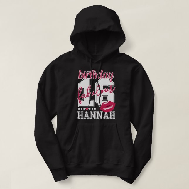 Sudadera Hannah Nombre Fabulous 16th 16 Birthday Kiss Perso (Diseño del anverso)