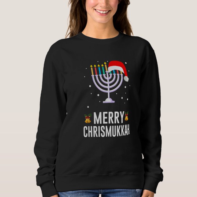 Sudadera Hanukkah Christmas  Merry Happy Chrismukkah Jewish (Anverso)
