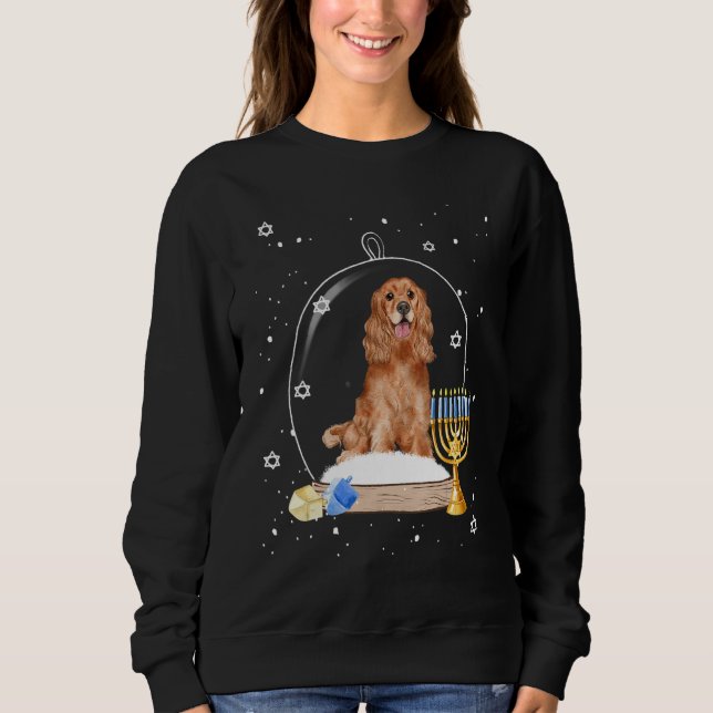 Sudadera Hanukkah Cocker Spaniel. Dog Snow Globe Pajama (Anverso)
