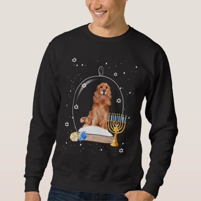 Sudadera Hanukkah Cocker Spaniel. Dog Snow Globe Pajama (Anverso)