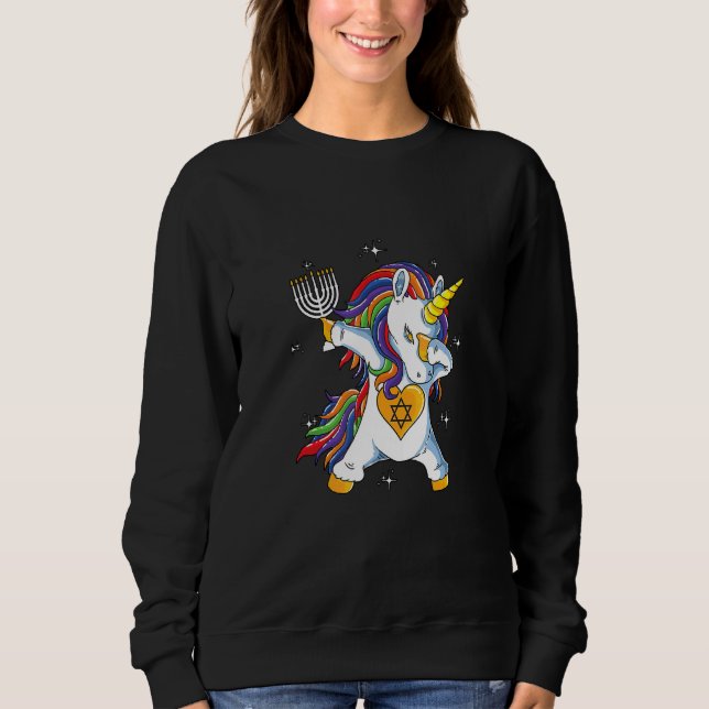 Sudadera Hanukkah Dabbing Unicorn Chanukah Xmas J (Anverso)