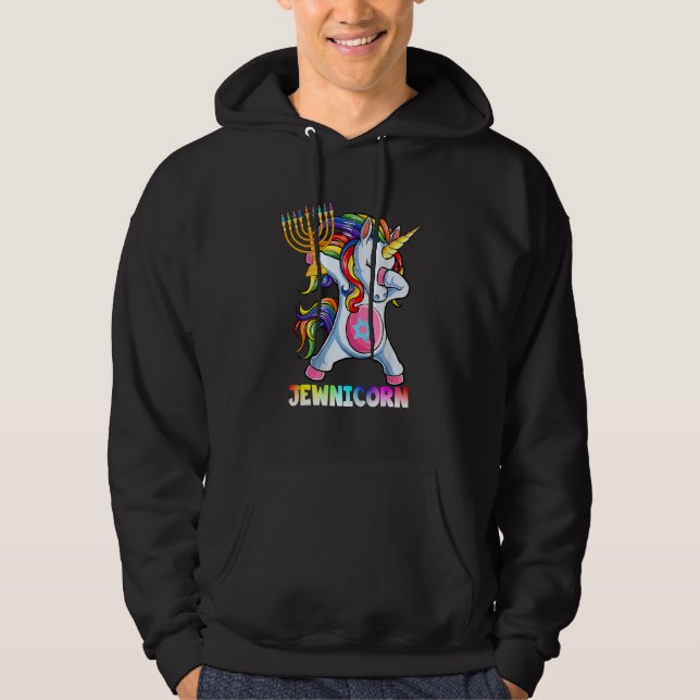 Sudadera Hanukkah Dabbing Unicorn Jewnicorn Chanukah Jewish (Anverso)