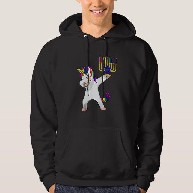 Sudadera Hanukkah Dabbing Unicorn Jewnicorn Chanukah Jewish (Anverso)