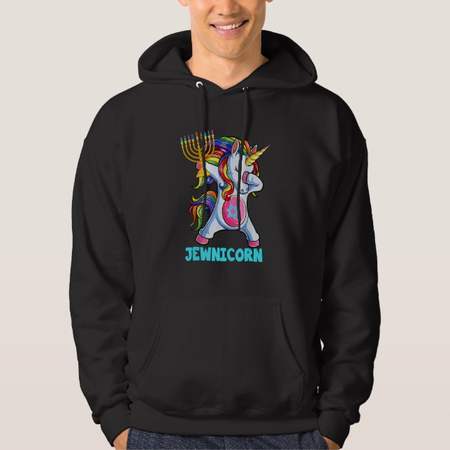Sudadera Hanukkah Dabbing Unicorn Jewnicorn Chanukah Jewish (Anverso)