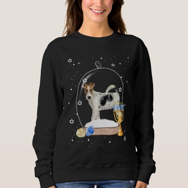 Sudadera Hanukkah Fox Terrier Dog Snow Globe Pajama (Anverso)