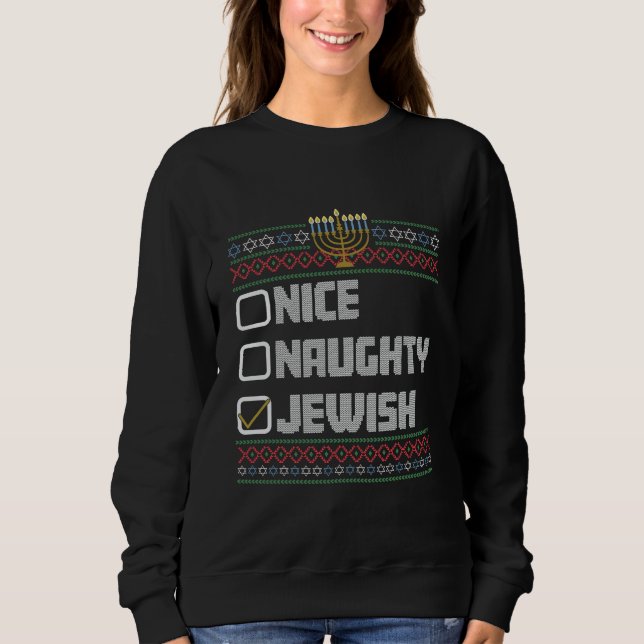 Sudadera Hanukkah, Navidades judíos judíos de Santa Ugly (Anverso)