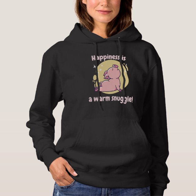 Sudadera Happiness Is A Warm Snuggle Retro Cute  Pig Presen (Anverso)