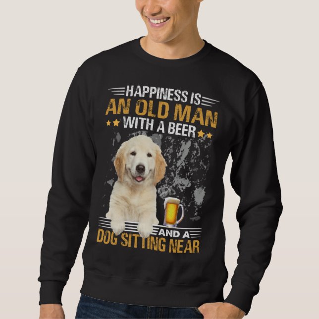 Sudadera Happiness Is An Old Man With A Beer And A Golden R (Anverso)
