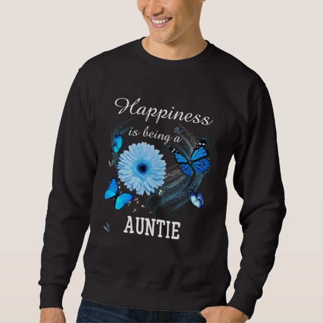 Sudadera Happiness is being a Auntie Daisy Blue Flower butt (Anverso)