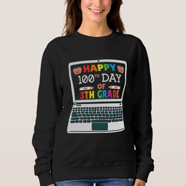Sudadera Happy 100 Days Of 4th Grade Elementary Teacher Kid (Anverso)
