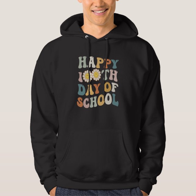 Sudadera Happy 100 Days of School for Teacher Retro Groovy  (Anverso)