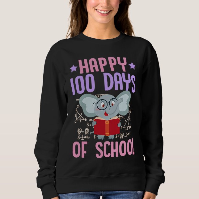 Sudadera Happy 100 Days Of School Reading Elephant Math Tea (Anverso)