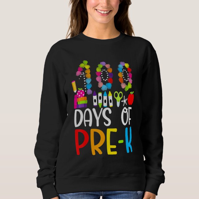Sudadera Happy 100th day of School  100 days of Preschool T (Anverso)