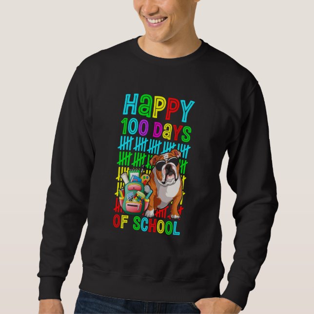 Sudadera Happy 100th Day Of School Boys English Bulldog Dog (Anverso)