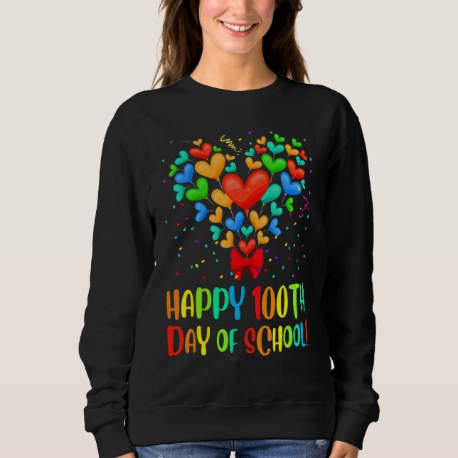 Sudadera Happy 100th Day of School Heart Teacher Kids Gift (Anverso)
