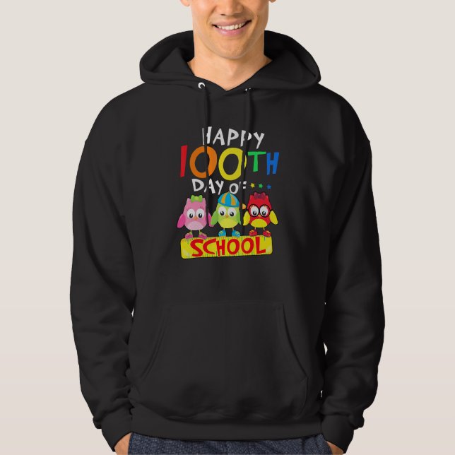 Sudadera Happy 100th Day Of School Owl Kids 100 Days Teache (Anverso)