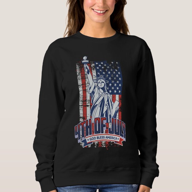 Sudadera Happy 4th Of July American Flag Patriotic US Women (Anverso)