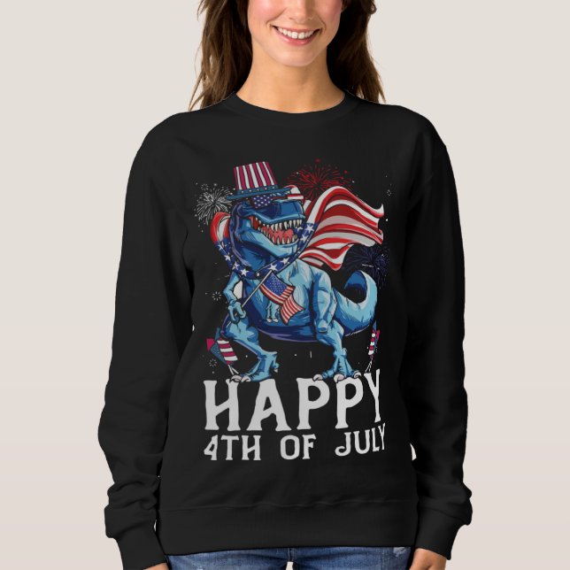 Sudadera Happy 4th Of July T-Rex Dino Patriotic Cute 4th Of (Anverso)