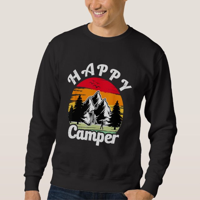 Sudadera Happy Camper Retro Vintage Camping Crew (Anverso)