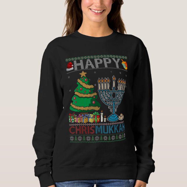 Sudadera Happy Chrismukkah Jewish Christmas Hanukkah Chanuk (Anverso)