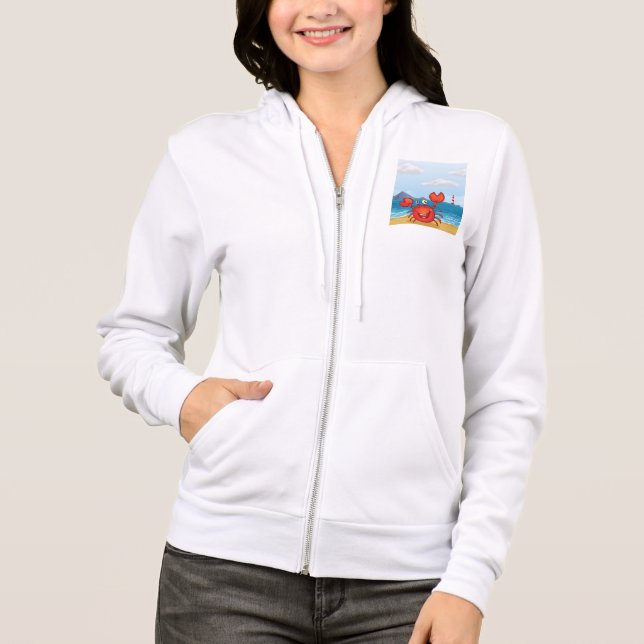Sudadera Happy Crab on Beach with Lighthouse (Anverso)