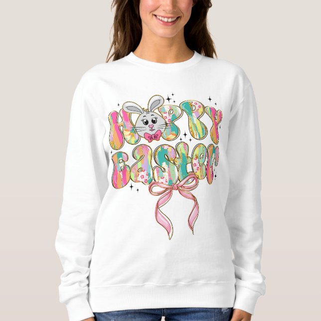 Sudadera Happy Easter Bunny Coquette Bow (Anverso)