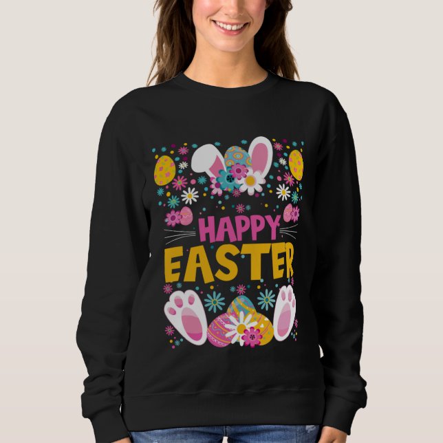 Sudadera Happy Easter Bunny Ears Rabbit Paws Easter Eggs &  (Anverso)