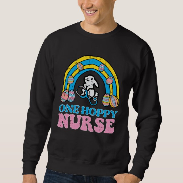 Sudadera Happy Easter Bunny One Hoppy Nurse Rainbow Scrub T (Anverso)