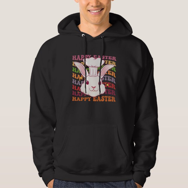 Sudadera Happy Easter Bunny Rainbow Rabbit Chef Easter Egg  (Anverso)