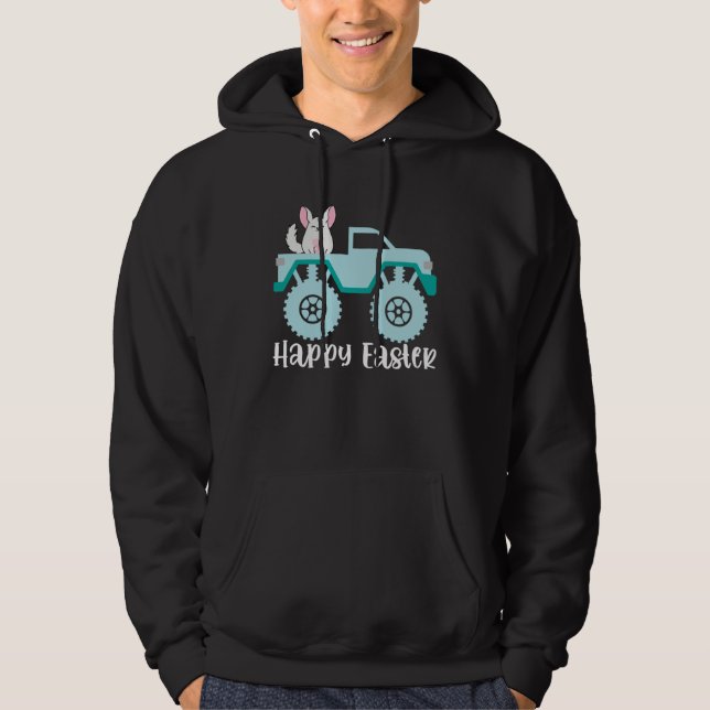 Sudadera Happy Easter Chinchilla Riding Monster Truck Toddl (Anverso)