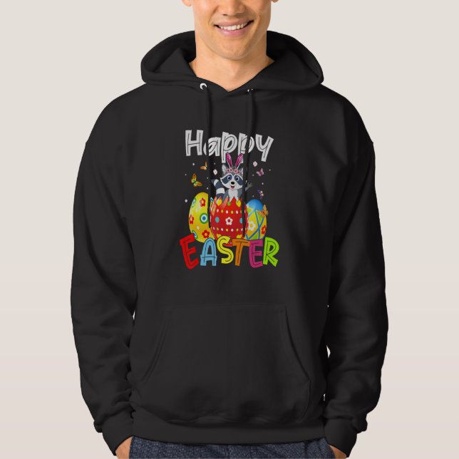 Sudadera Happy Easter Cute Bunny Rabiit Raccoon  Eggs Hunt  (Anverso)