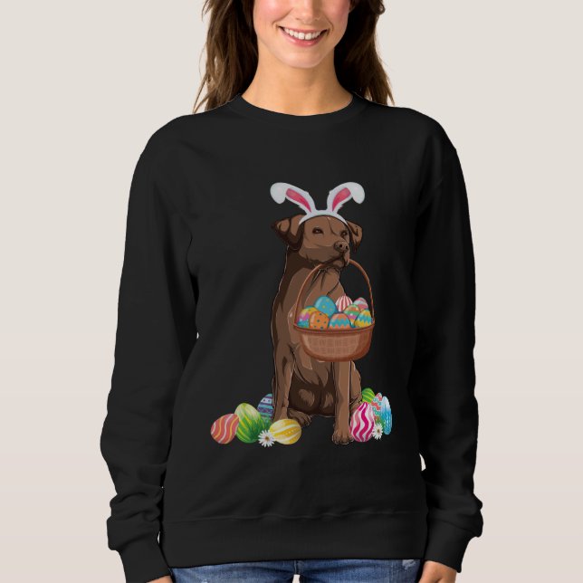 Sudadera Happy Easter Cute Chocolate Labrador Bunny Dog  Ea (Anverso)