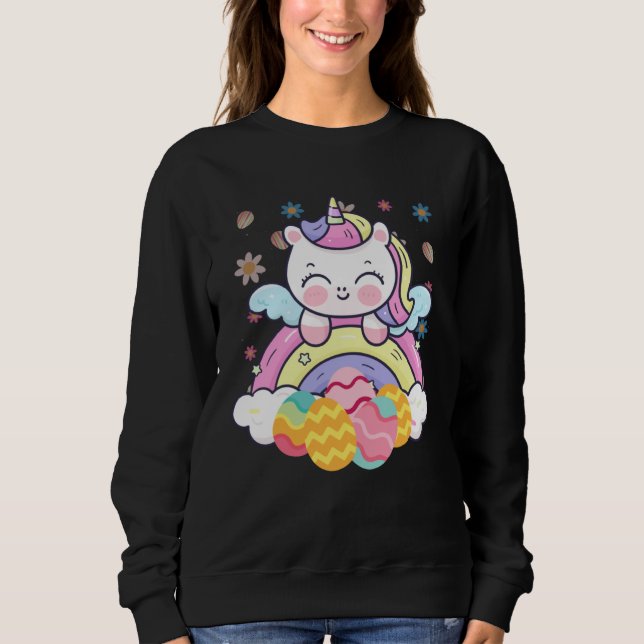 Sudadera Happy Easter Cute Unicorn Wearing Bunny Ears Easte (Anverso)
