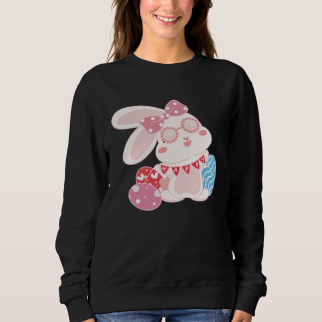 Sudadera Happy Easter Day Retro Groovy Cute Bunny Rabbit Bu (Anverso)