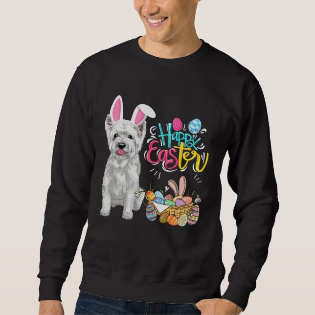 Sudadera Happy Easter Eggs Bunny Dog Westie Boys Girls (Anverso)