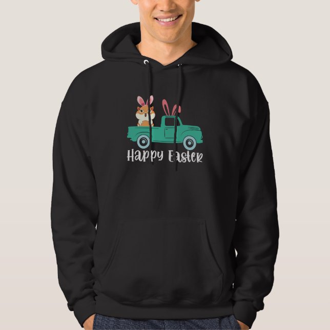 Sudadera Happy Easter Guinea Pig Bunny Riding Truck Boys To (Anverso)