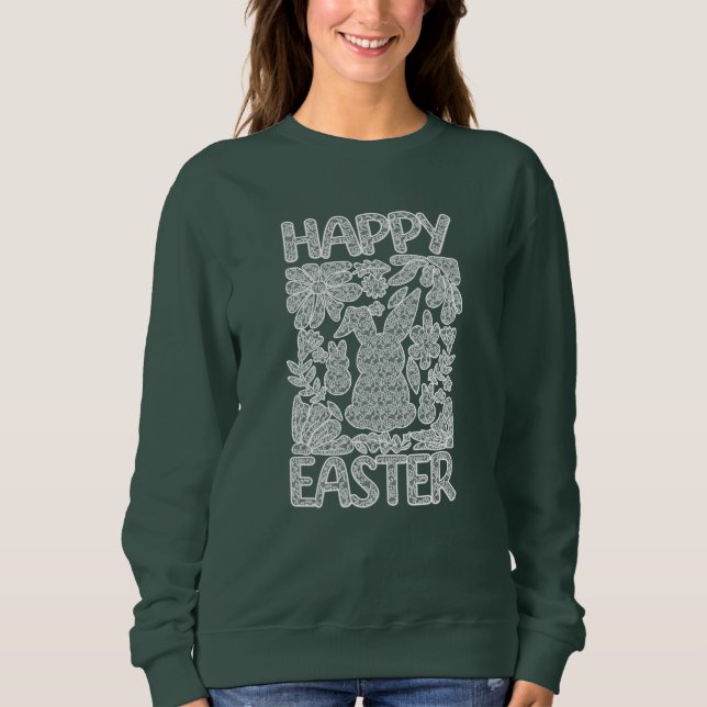 Sudadera Happy Easter Lace Bunny Lace Ears Lace Bow (Anverso)