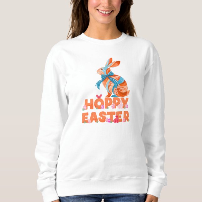 Sudadera Happy Easter Lace Bunny Lace Ears Lace Bow (Anverso)