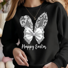 Sudadera Happy Easter Lace Bunny Lace Ears Lace Bow