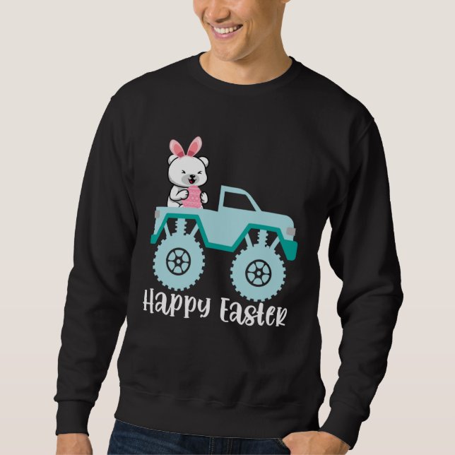 Sudadera Happy Easter Polar Bear Riding Monster Truck Toddl (Anverso)