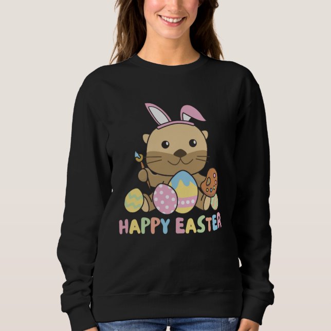 Sudadera Happy Easter Sweet Otter For Easter With Easter Eg (Anverso)