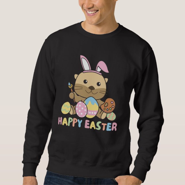 Sudadera Happy Easter Sweet Otter For Easter With Easter Eg (Anverso)