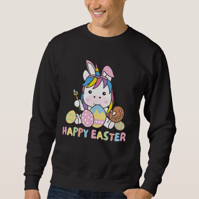 Sudadera Happy Easter Sweet Unicorn For Easter With Easter  (Anverso)