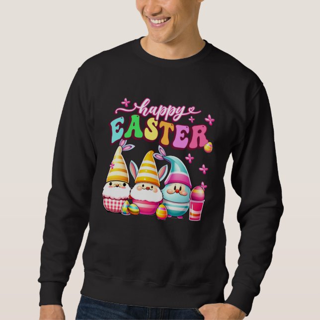 Sudadera Happy Easter With My Gnomies Groovy Bunny Gnome Ea (Anverso)