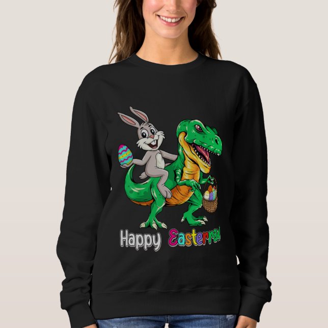 Sudadera Happy Eastrawr Rex Dinosaur Easter Bunny Egg Kids  (Anverso)