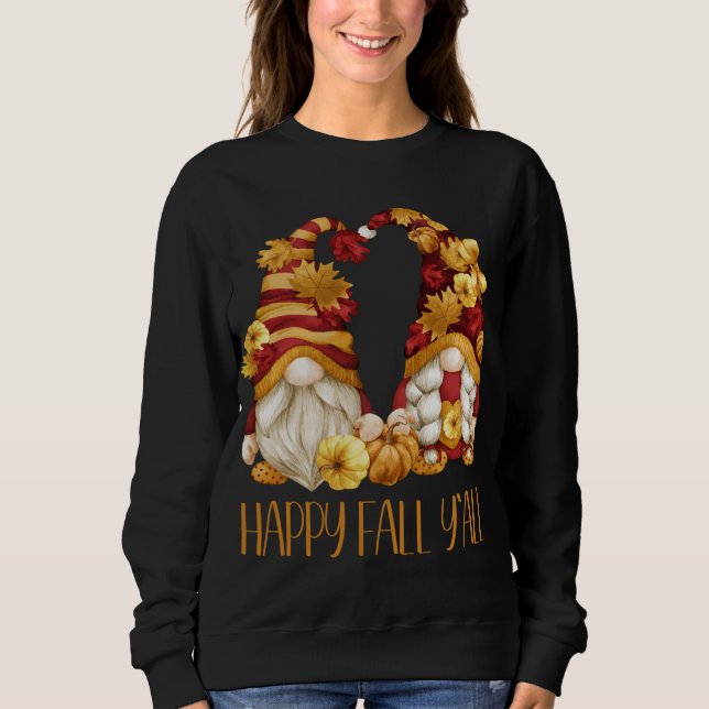 Sudadera Happy Fall Y'all Cute Gnomes Pumpkin Autumn Tree F (Anverso)