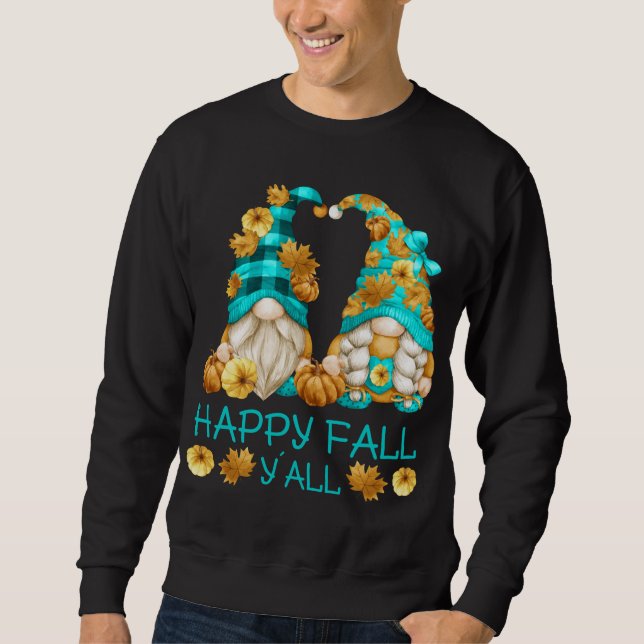 Sudadera Happy Fall Y'all Funny Leopard Pumpkin Autumn Gnom (Anverso)